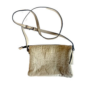 Maxon Collection Grey Real Leather Crossbody Bag Adjustable Strap Zip Pockets